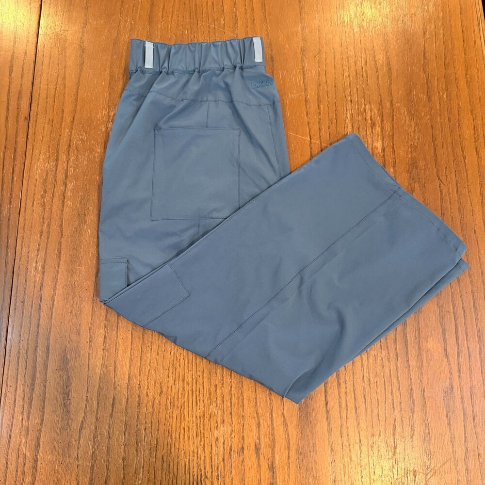 DKNY Sport Womens L Gray Cargo Pants Wide Leg Utility Athleisure Stretch